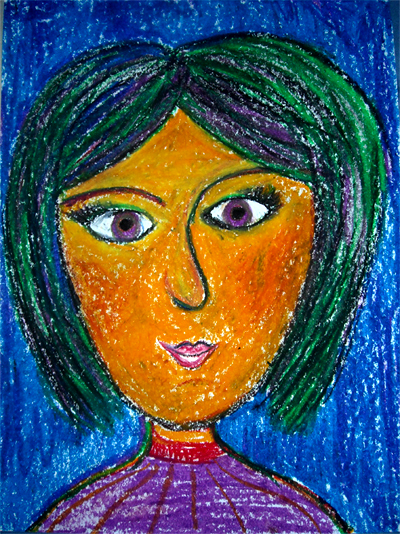 Oil Pastel Self-Portraits